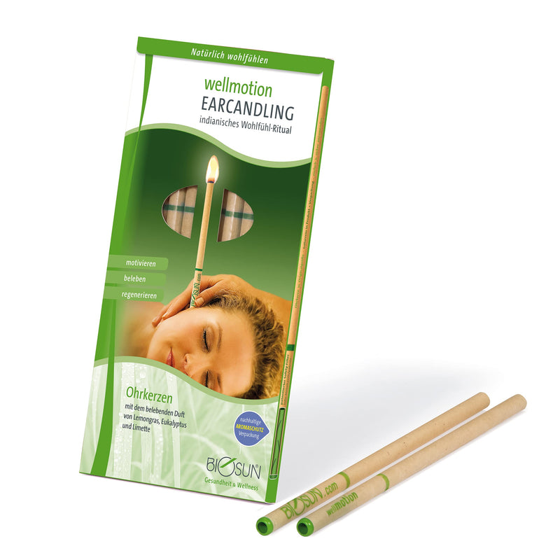 Biosun wellMotion Ear Candles/Candles with Safety Filter Fresh Fragrance Of Lemongrass, Eucalyptus and Lime, , , - NewNest Australia