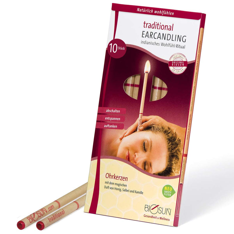 Pack of 10 (5 pairs) original BIOSUN traditional ear candles/ear candles with safety filter. With the magical scent of honey, sage and chamomile 10 pieces - NewNest Australia