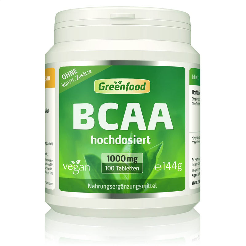 BCAA, 1000 mg, high dose, 100 tablets, vegan - good for building and maintaining muscle (proteins). WITHOUT artificial additives. Without genetic technology. - NewNest Australia