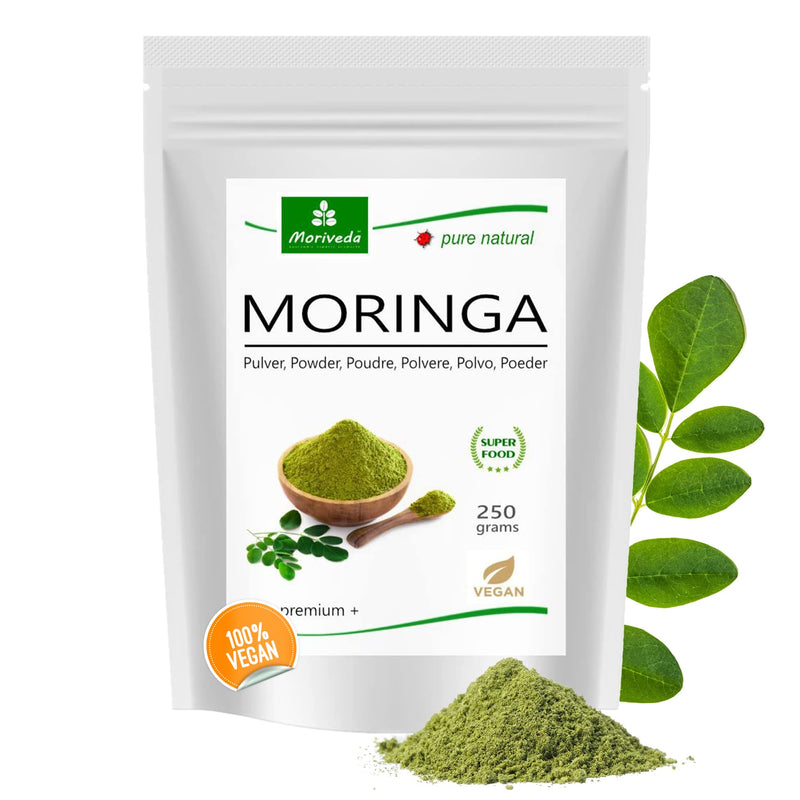 Moriveda Moringa Powder 250G I Vegan And Gluten-Free I Microfine Oleifera Leaf Powder Contains Vitamins, Proteins, Amino Acids, Micronutrients With The Highest Bioavailability I 1 X 250 G 250 G (Pack Of 1) - NewNest Australia