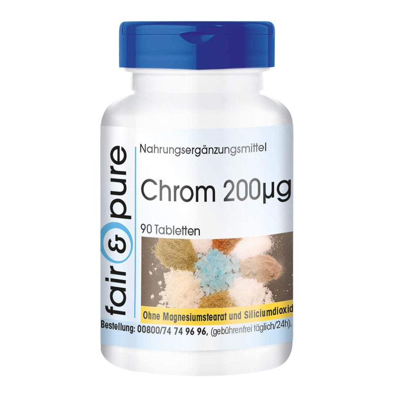 Chromium tablets 200µg - made from chromium picolinate - vegan - yeast-free - without magnesium stearate - 90 chromium tablets - essential trace element - NewNest Australia