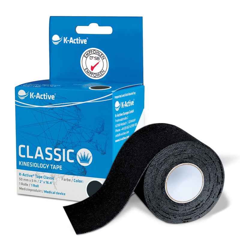 K-Active Tape Classic | Kinesio tapes super skin-friendly | waterproof | Kinesiology tape for sports & therapy, extra long hold | [5cmx5m] black K-night - NewNest Australia