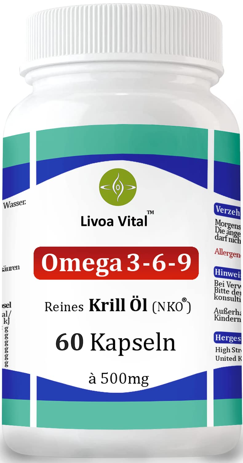 NKO Krill Oil Capsules Omega 3 Krill High Dose - High Bioavailability with Astaxanthin, Antioxidants & Vitamin E - 60 pieces 500mg per capsule - NewNest Australia