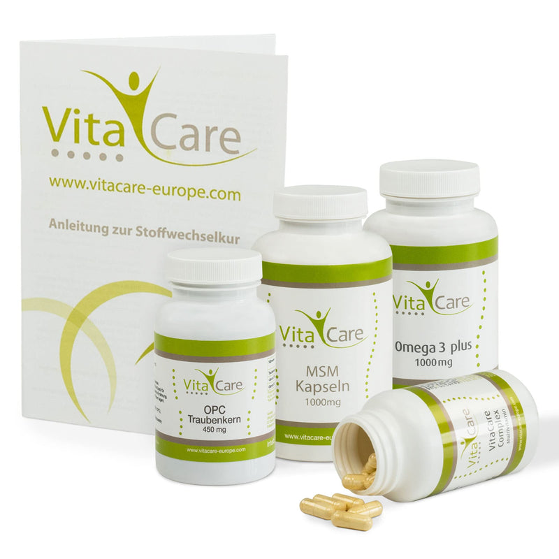 VitaCare 21-day metabolic treatment, 5-piece complete package for HCG diet, contains MSM capsules, multivitamin complex, Omega 3 plus & OPC grape seed - NewNest Australia
