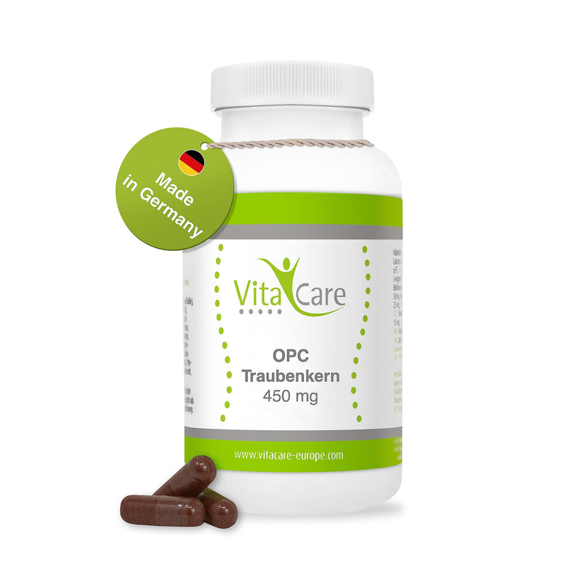 VitaCare OPC grape seed extract, 60 high-dose capsules, natural grape seed capsules as antioxidants, 450mg pure OPC powder per capsule - NewNest Australia