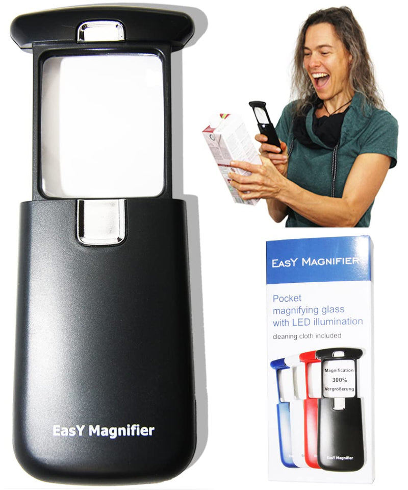 Easy Magnifier Pocket Magnifying Glass 3X With Led Light; Small Reading Magnifying Glass Reading Aid For Seniors, Mini Hand Magnifying Glass Gift; Magnifying Glass - NewNest Australia