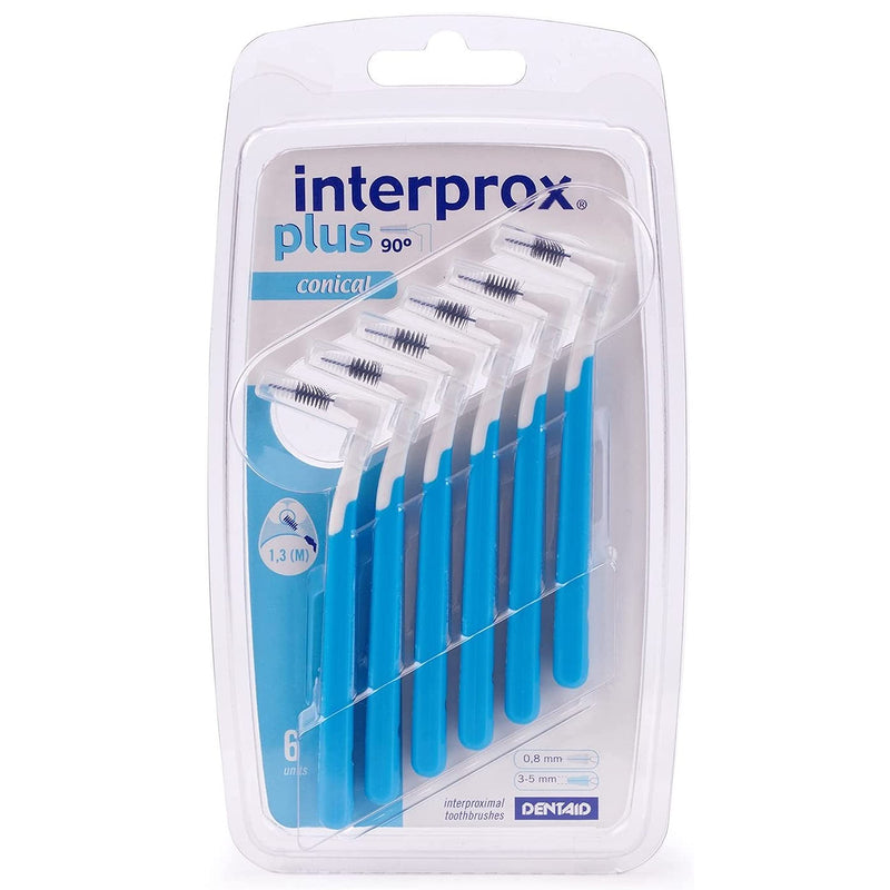 3x Interprox plus interdental brushes blue conical pack of 6 (3x pack of 6) - NewNest Australia