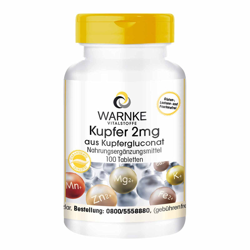 Copper 2mg from copper gluconate - vegan - 100 tablets | Warnke vital substances - NewNest Australia