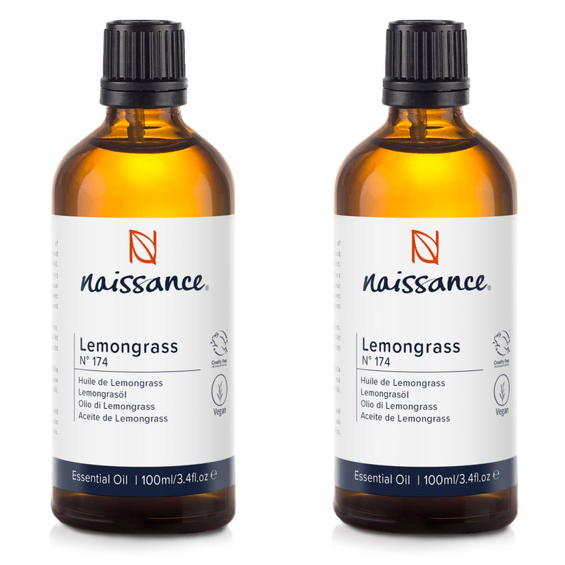 Naissance Lemongrass Flexuosus Essential Oil (No. 174) 200 Ml (2 X 100 Ml) - 100% Natural Pure Lemongrass Oil For Natural Cosmetics, Aromatherapy, Oil Burner - Fragrance Oil For Aroma Diffuser - NewNest Australia