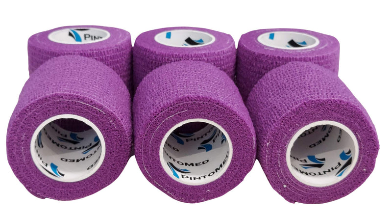 Pintomed Self-Adhesive Stretched Bandage - 6 X Purple Bandages Rolls - 5 Cm X 4.5 M Cohesive Bandage Bandage Fixation Bandage Self-Adhesive Health Plaster Sports Tape Piece For Wrist Leg Arm Vet Wrap - NewNest Australia