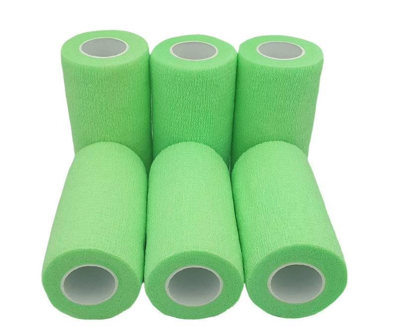 Pintomed Self-Adhesive Bandage Stretched - 6 X Neon Green Bandages Rolls - 10 Cm X 4.5 M Cohesive Bandage Bandage Fixation Bandage Self-Adhesive Health Plaster Sports Tape Piece For Wrist Leg Arm Vet - NewNest Australia