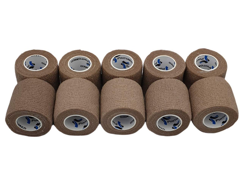 Pintomed Self-Adhesive Bandage Stretched - 10 X Beige Bandages Rolls - 5 Cm X 4.5 M Cohesive Bandage Bandage Fixation Bandage Self-Adhesive Health Plaster Sports Tape Piece For Wrist Leg Arm Vet Wrap - NewNest Australia