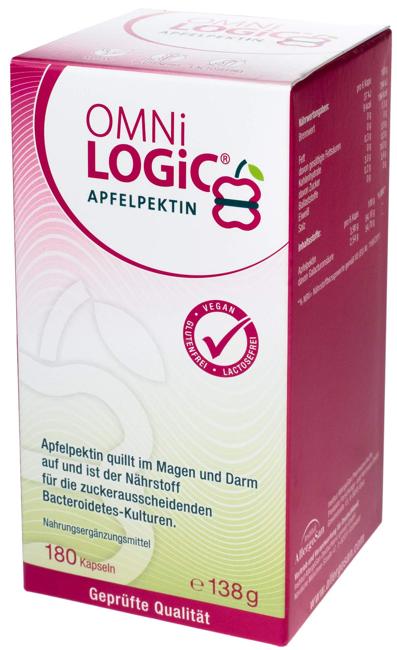 OMNi BiOTiC OMNi LOGiC APPLE PECTIN, 180 capsules, fiber, natural apple pectin: swells in the stomach and intestines, vegan, gluten-free, lactose-free 180 pieces (pack of 1) - NewNest Australia