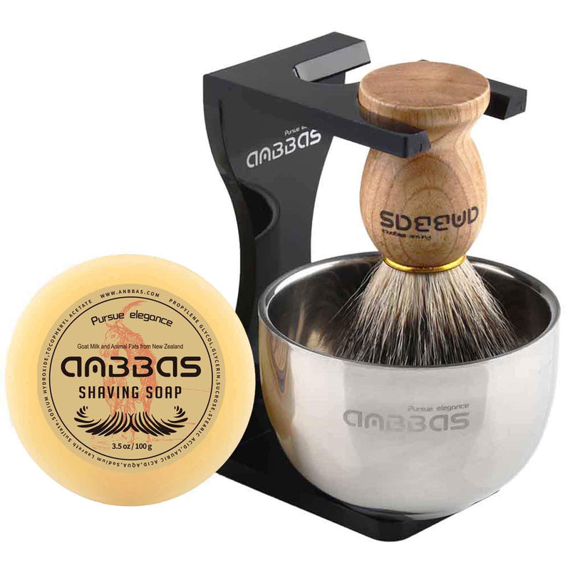 Anbbas Men's Gift Set Shaving Brush Pure Badger Hair Shaving Brush Badger Shaving Soap Shaving Bowl with Shaving Stand Made of Acrylic Wood - NewNest Australia