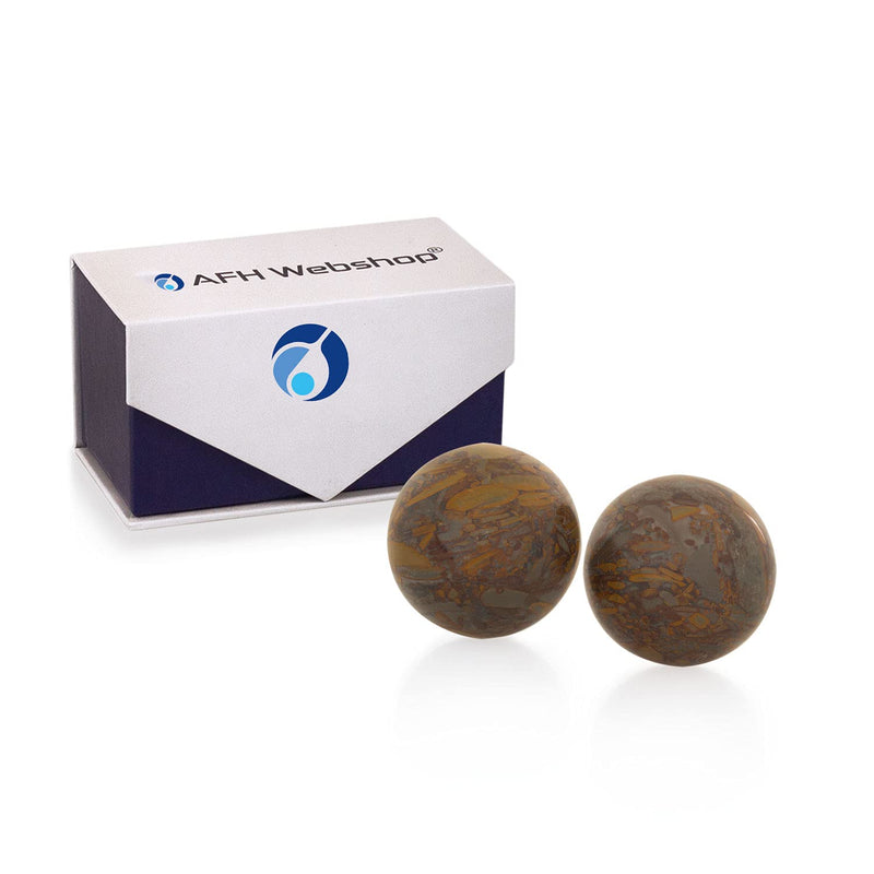 Meditation Qi Gong Balls | Yin Yang | Design stone brown | different diameters (Ø 50 mm) 2 pieces (pack of 1) - NewNest Australia