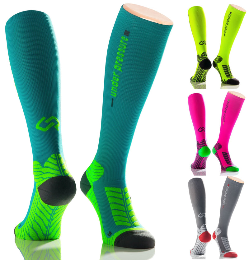 Sports COMPRESSION SOCKINGS Under Pressure RUNATTACK Compression: 18-21mmHg I High Performance Running Socks Size. 43-46 (calf circumference: 32-44cm) petrol - NewNest Australia
