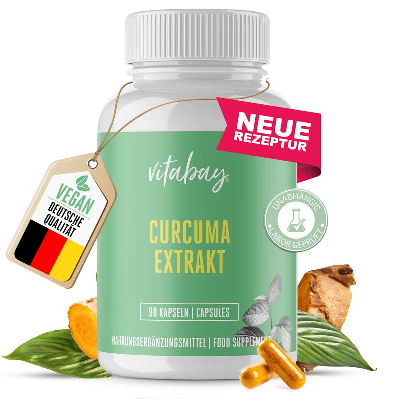 Vitabay Curcuma Capsules High Dose - VEGAN 90 Capsules 500 mg with Pepper - Curcumin Turmeric Capsules High Dose Curcumin Capsules High Dose Piperine Extract Turmeric Extract Kukuma 90 Pieces (Pack of 1) - NewNest Australia