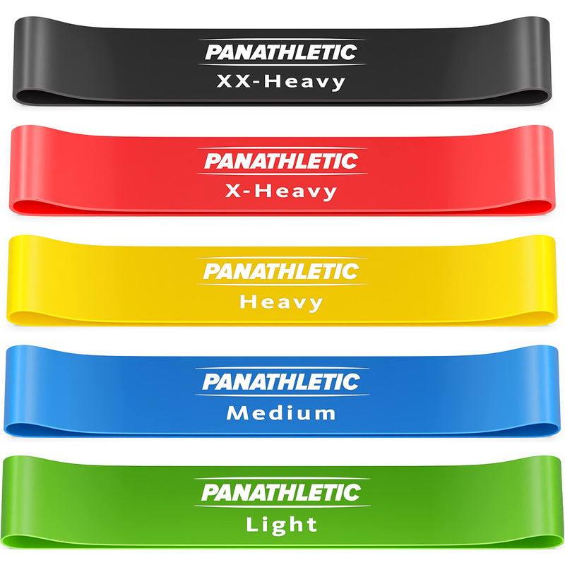 Panathletic Fitness Bands, Set Of 5 - 5 Different Strengths, Exercise Instructions, Ebook In German, Carrying Bag - 5X Fitness Bands, Exercise Bands, Resistance Bands Black, Red, Yellow, Blue, Green - NewNest Australia