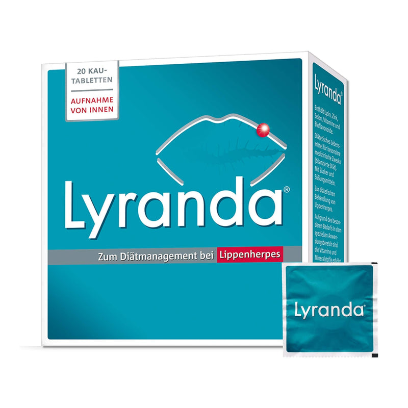 Lyranda for cold sores with pineapple flavor - 3000 mg L-lysine in high doses from your pharmacy - 20 chewable tablets - NewNest Australia