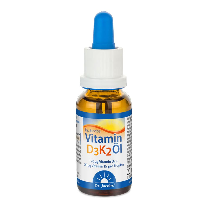 Dr. Jacob's Vitamin D3K2 oil 20 ml I dietary supplement for bones¹ and immune system² I high bioavailability I vitamin D3 and K2 drops I vegetarian - NewNest Australia