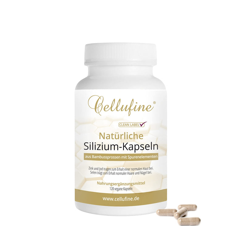 Cellufine® natural silicon from bamboo 75 mg - 120 silicon capsules vegan, high-dose silicon, silicon capsules as a dietary supplement, natural & without preservatives - NewNest Australia