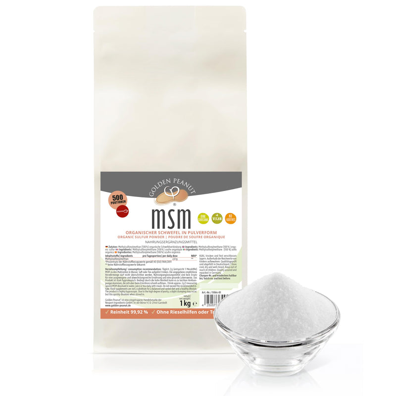 GOLDEN PEANUT MSM Methylsulfonylmethane powder 1 kg - purity 99.92%, nutritional supplement, without anti-caking aids - NewNest Australia