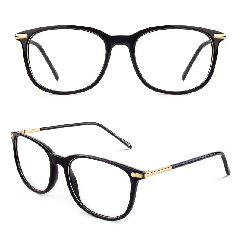 CGID CN79 Classic nerd glasses ellipse 40s 50s panto glasses vintage look clear lens glossy black - NewNest Australia