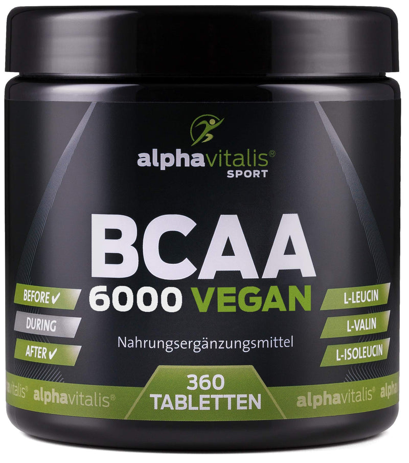 BCAA 6000 vegan - 360 tablets of 1000 mg of pure BCAAs - without magnesium stearate - gluten-free - lactose-free - essential amino acids for athletes 360 pieces (pack of 1) - NewNest Australia