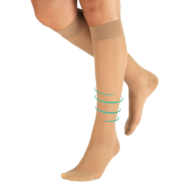 CALZITALY PACK 1/2 knee socks with graduated compression, compression stockings unisex, 70 DEN, 10-14 mm/Hg | Made in Italy L-XL skin color - NewNest Australia