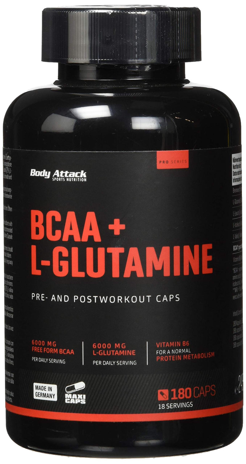 Body Attack BCAA+ L-Glutamine, pack of 1 (1x 180 capsules) - NewNest Australia