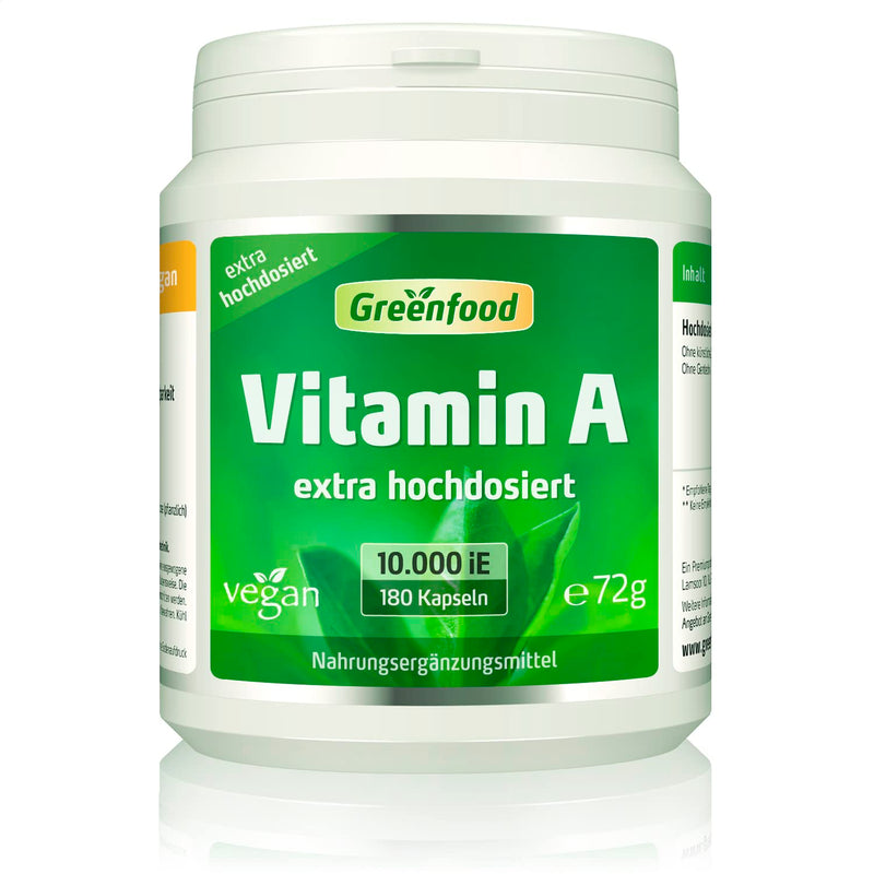 Vitamin A, 10,000 iU, extra high dose, 180 capsules - good for eyesight, mucous membranes and immune system. WITHOUT artificial additives. Without genetic technology. Vegan. 180 pieces (pack of 1) - NewNest Australia