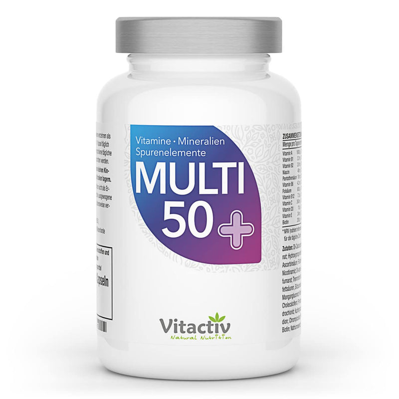 Vitactiv Multi 50 Plus Multivitamin Complex For People From 50 - Vitamins, Minerals, Trace Elements - Vitamin B, C, E, K, D, Magnesium, Calcium, Zinc - High Dosage, Hormone-Free, No Iodine - 60 Capsules - NewNest Australia