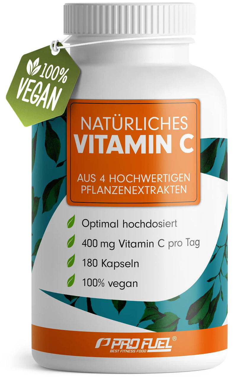 Natural VITAMIN C - 180 capsules - with 400 mg vitamin C from amla, acerola, camu-camu & rose hips per day - vitamin C complex - 100% vegan - without additives - 3 month supply - Made in Germany 1x 180 capsules - NewNest Australia