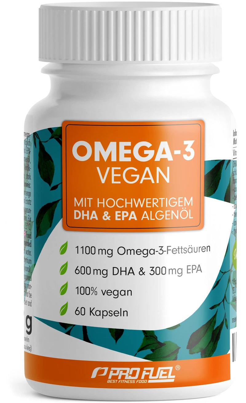 Omega-3 vegan from algae oil (2,000 mg) test winner 2021, highly dosed with 600mg DHA & 300mg DHA - high-quality omega-3 algae oil capsules (vegan) - lab-tested with analysis certificate, 60 capsules - NewNest Australia