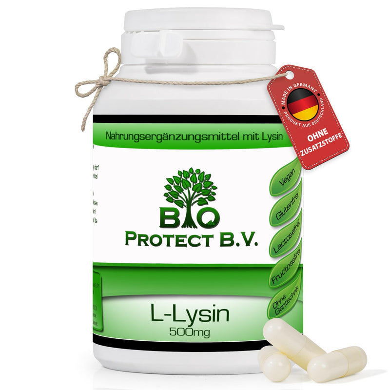 L-Lysine 500 Mg - 120 Capsules Without Additives - High Dose With 1000 Mg Per Daily Dose - Made From Vegetable Fermentation - Laboratory Tested - Bio Protect - NewNest Australia