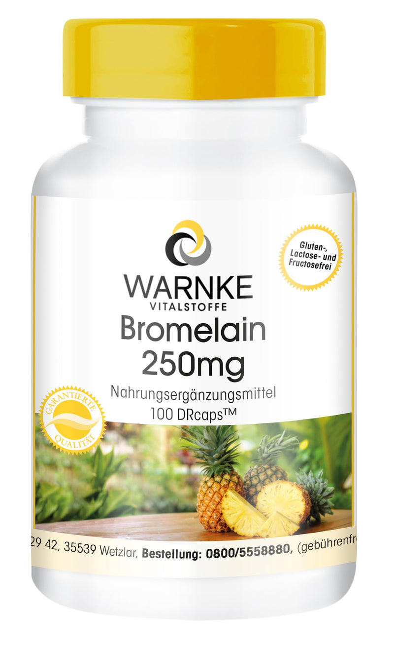 Bromelain capsules - 250mg bromelain per capsule - 600 FIP - natural pineapple enzyme - vegan & high dosage - 100 capsules | Warnke vital substances - NewNest Australia