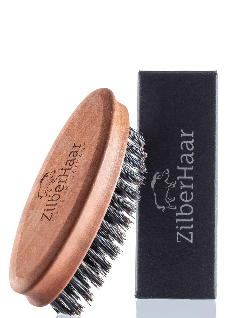 ZilberHaar Pocket Beard Brush (Hard Bristles) | 100% wild boar bristles and pear wood | Can be used with all beard balms and oils Made in Germany | Travel friendly - NewNest Australia