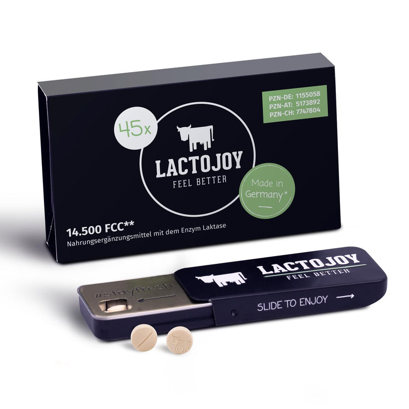 Lactojoy Lactase Tablets For Lactose Intolerance 14,500 Fcc - 45 Pieces | Helps With Milk, Sugar And Lactose Intolerance - Vegan - Without Additives 45 Pieces (Pack Of 1) - NewNest Australia
