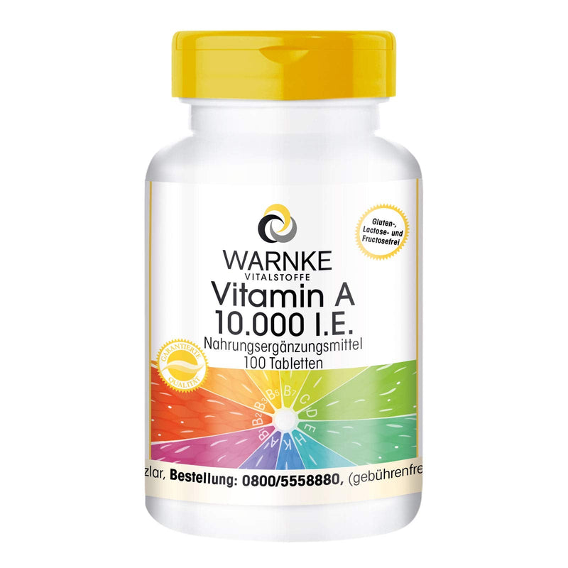 Vitamin A 10,000 IU - 3000µg retinol (retinyl acetate) per tablet - high dose & vegan - 100 tablets | Warnke vital substances - NewNest Australia