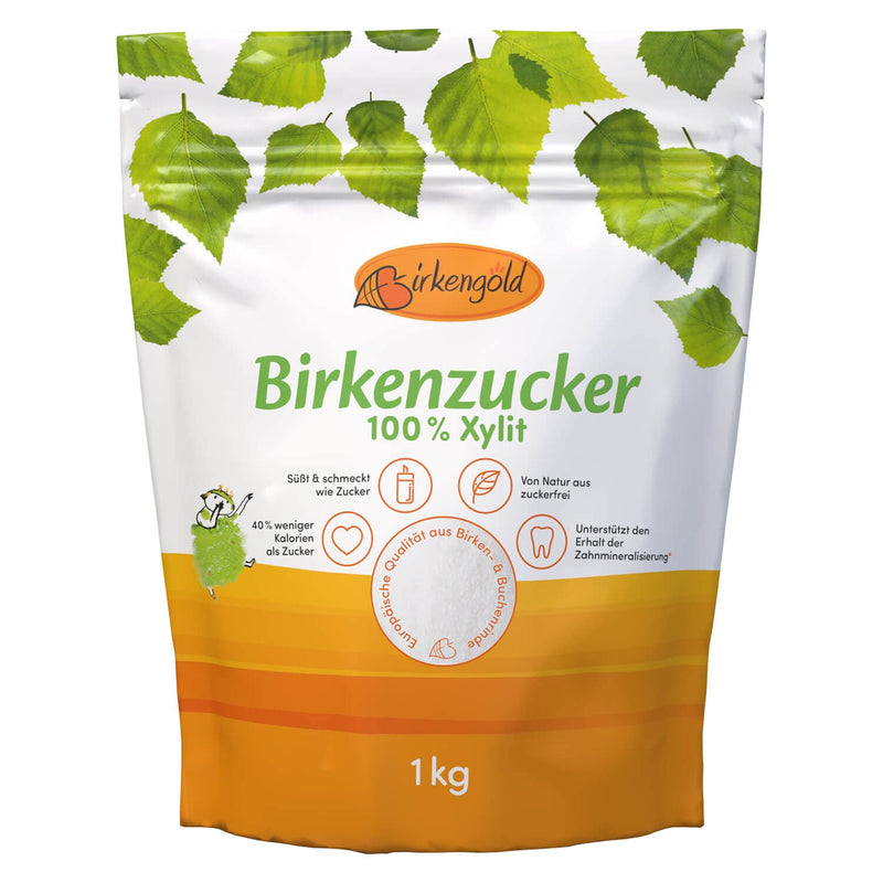 Birkengold birch sugar xylitol 1 kg bag | 100% high quality xylitol from Finland | made from birch and beech bark | vegan | gluten free - NewNest Australia