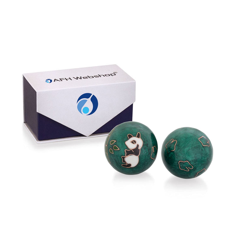 Meditation Qi-Gong balls with sound work | sound balls | Yin Yang | Design Panda green | different diameters (Ø 35 mm) - NewNest Australia