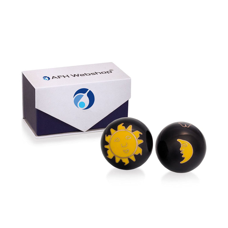Meditation Qi-Gong balls with sound work | sound balls | Yin Yang | Design sun and moon black | different diameters (Ø 45 mm) - NewNest Australia