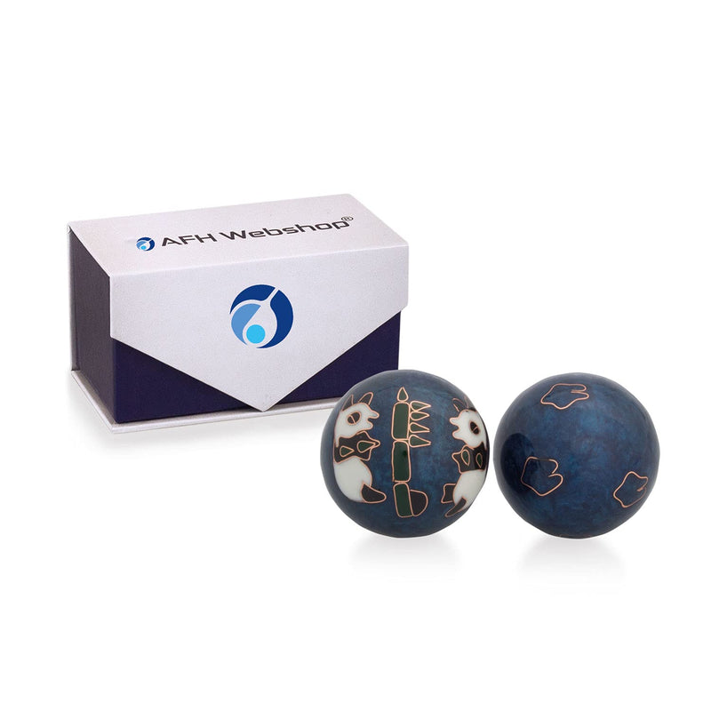Meditation Qi-Gong balls with sound work | sound balls | Yin Yang | Design Panda blue | different diameters (Ø 30 mm) - NewNest Australia