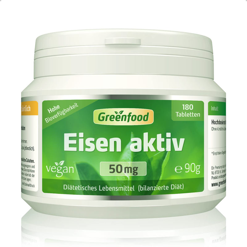 Iron active, 50 mg, extra high dose, 180 tablets, high availability, excellent tolerability, vegan - important for blood formation, energy and immune system. WITHOUT artificial additives. Without genetic technology. 180 pieces (pack of 1) - NewNest Australia