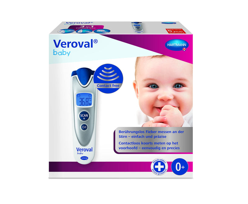 Veroval baby infrared thermometer silver, non-contact and noiseless measurement, body temperature, object temperature, ambient temperature, quick measurement, easy to use - NewNest Australia