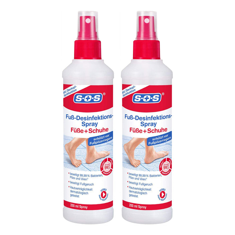 SOS foot disinfectant spray | As a foot spray: protects against athlete's foot | As a shoe spray: eliminates sweat and foot odor 2x250ml foot disinfectant spray 250 ml (pack of 2) - NewNest Australia