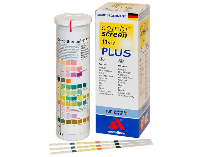 Analyticon - Combi Screen 11Sys, Plus, Urine Strip Test, Visual Examination Or Use With Urilyzer 100, 100 Pro, 500 Pro And Combiscan 100, 11 Parameters, Pack Of 100 Strips - NewNest Australia