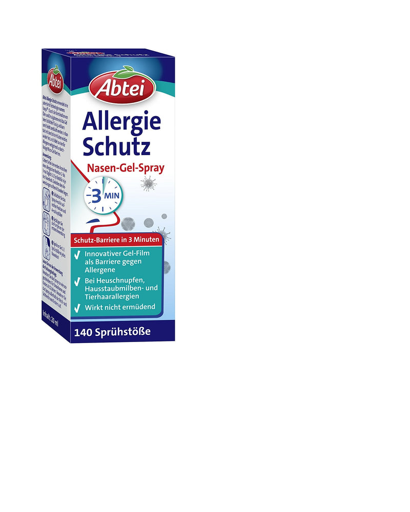 Abtei Allergy Protection Nasal Gel Spray - for hay fever, house dust mite and animal hair allergies - is not tiring - 1 bottle of 140 sprays - 20 ml 140 pieces (pack of 1) - NewNest Australia