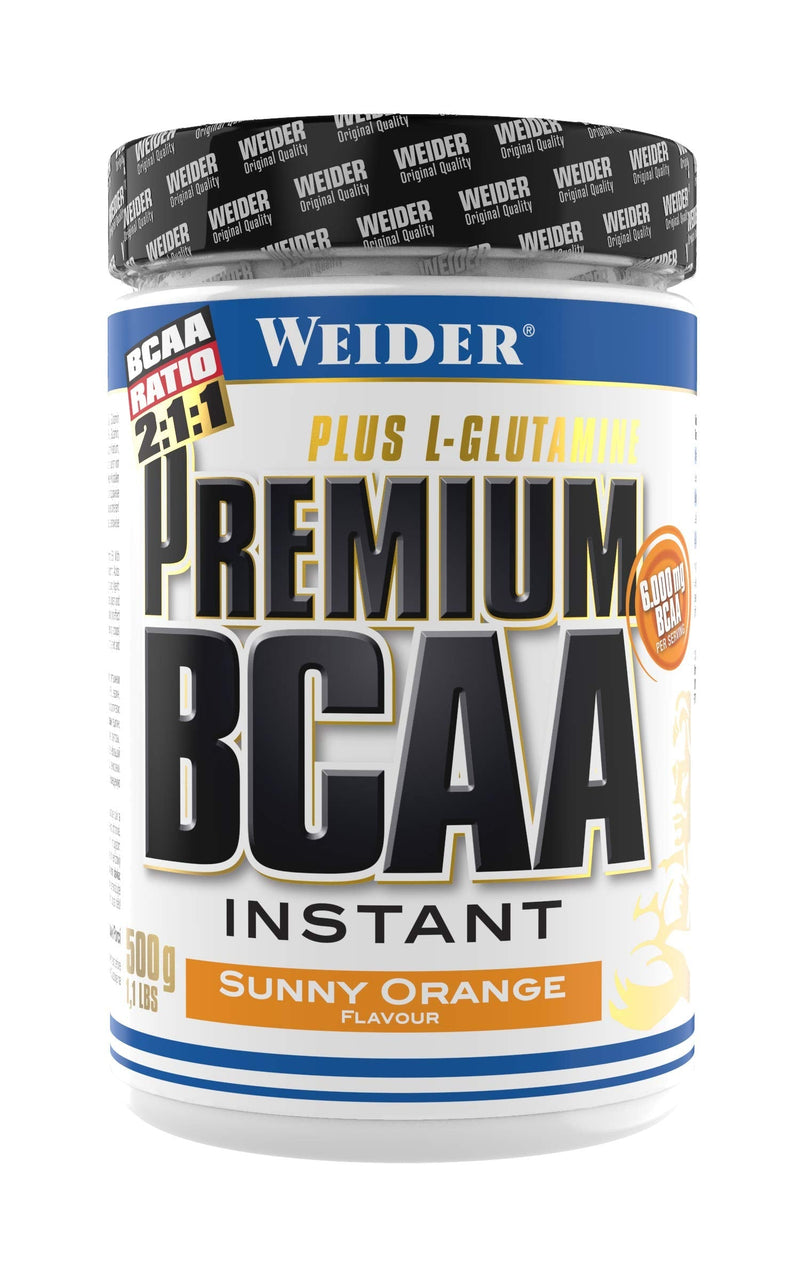 Weider Premium BCAA Instant Amino Acid Powder + Glutamine and Vitamin B6, Sunny Orange, 500 g - NewNest Australia