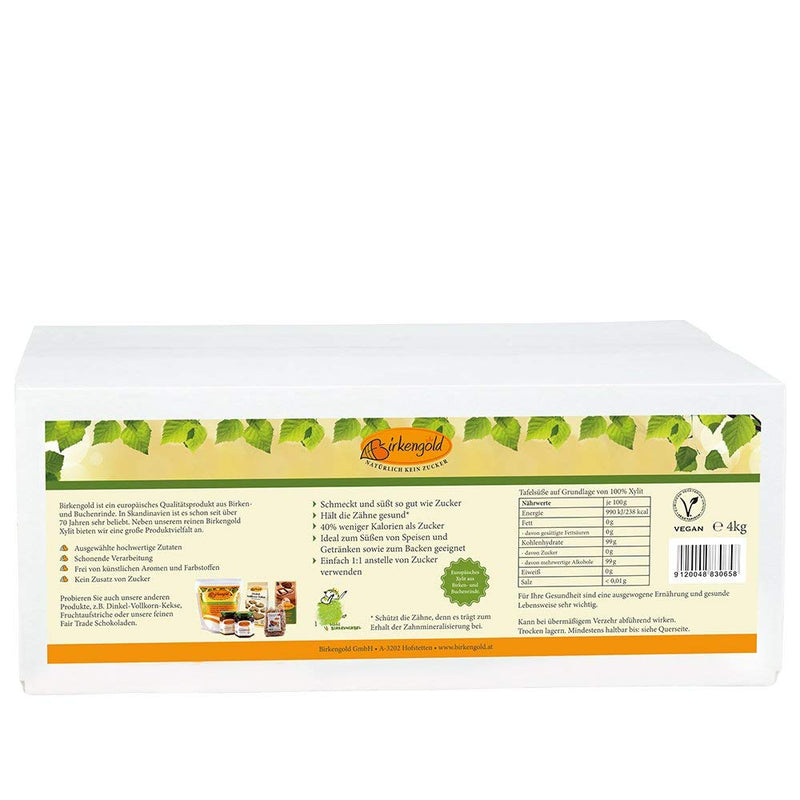 Birkengold Birch Sugar Xylitol, 4 Kg Bag | 100% High Quality Xylitol From Finland | Made From Birch And Beech Bark Vegan | 40% Fewer Calories Than Sugar | Gluten Free | Tooth Friendly - NewNest Australia